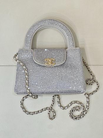 Chanel Mini Shopping Bag Strass & Gold-Tone Metal Silvery AS4416 - 13x19x7cm