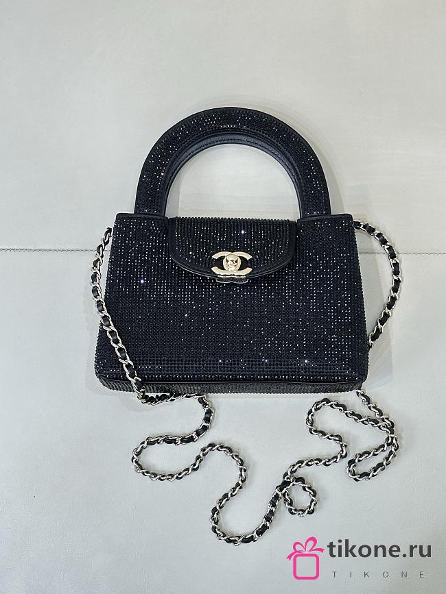 Chanel Mini Shopping Bag Strass & Gold-Tone Metal Black AS4416 - 13x19x7cm - 1
