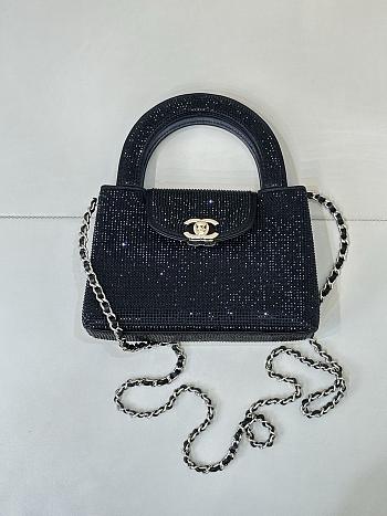 Chanel Mini Shopping Bag Strass & Gold-Tone Metal Black AS4416 - 13x19x7cm