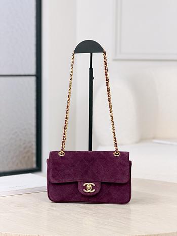 Chanel Mini Flap Bag Suede Calfskin & Gold-Tone Metal Burgundy - 13x20x6cm