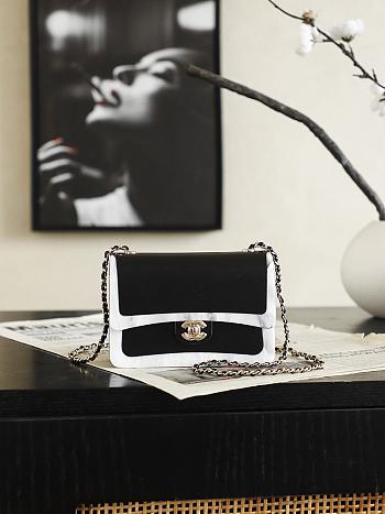 Chanel Flap Bag Minaudiere Plexi & Gold-Tone Metal Black & Pearly White AS6620 - 8.5x12x4.5cm