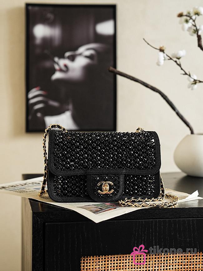 Chanel Small Flap Bag Mesh, Strass & Gold-Tone Metal  Black AS6353 - 13x21x6.5cm - 1