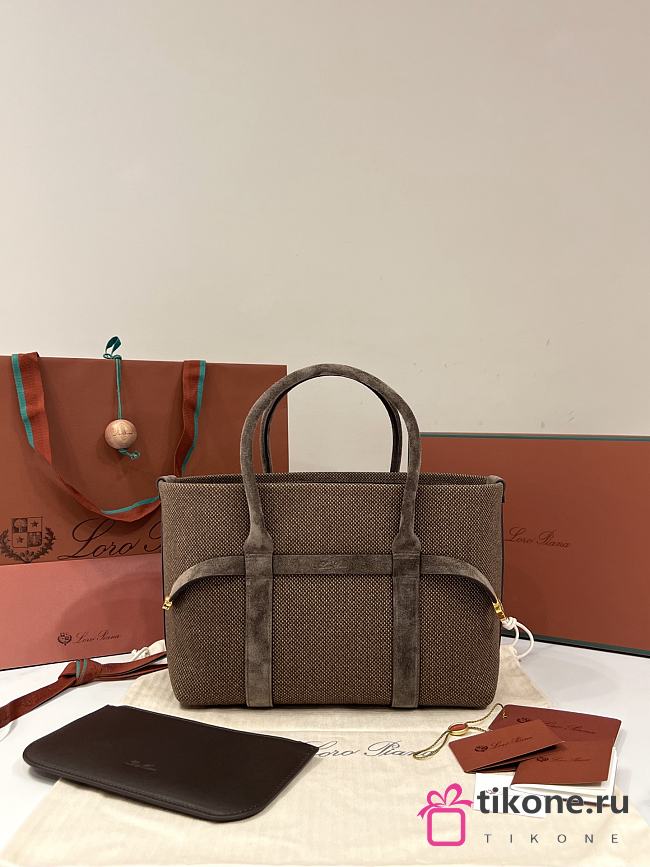 Loro Piana Ghiera Shopper Small Silk Copper Grove/Dark Chocolate Licorice/Sun Gold (B6QH) - 28x20x12cm - 1