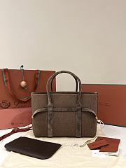 Loro Piana Ghiera Shopper Small Silk Copper Grove/Dark Chocolate Licorice/Sun Gold (B6QH) - 28x20x12cm - 5