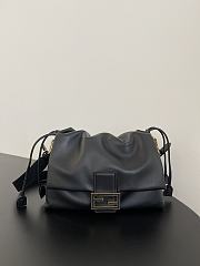 Fendi Mamma Baguette Medium Black Nappa Leather Bag - 26.5x18x8.5cm - 1
