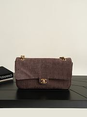 Chanel Maxi Flap Bag Suede Crocodile Calfskin & Gold-Tone Metal Dark Brown AS6627 - 32x19.5x10cm - 1
