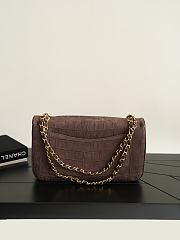 Chanel Maxi Flap Bag Suede Crocodile Calfskin & Gold-Tone Metal Dark Brown AS6627 - 32x19.5x10cm - 4