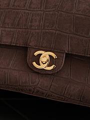 Chanel Maxi Flap Bag Suede Crocodile Calfskin & Gold-Tone Metal Dark Brown AS6627 - 32x19.5x10cm - 2