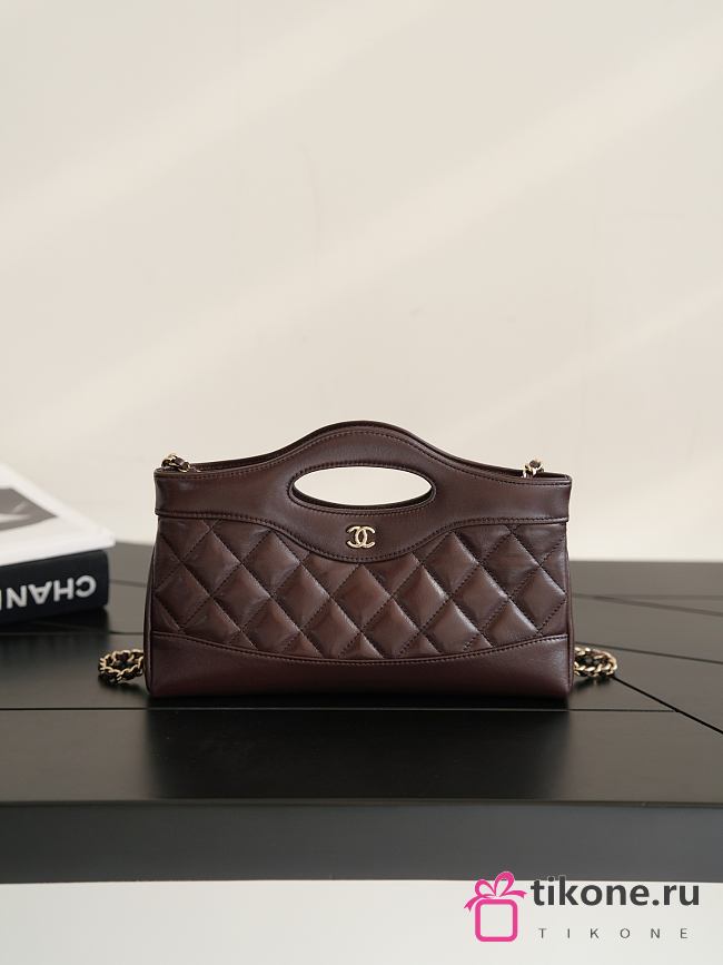Chanel 31 Nano Shopping Bag Lambskin Gold Tone Metal Dark Brown - 20.5x17.5x3.5cm - 1