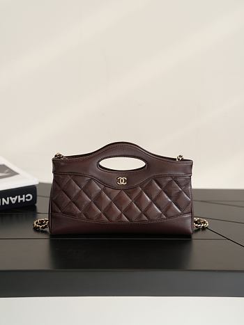 Chanel 31 Nano Shopping Bag Lambskin Gold Tone Metal Dark Brown - 20.5x17.5x3.5cm