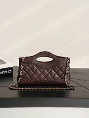Chanel 31 Nano Shopping Bag Lambskin Gold Tone Metal Dark Brown - 20.5x17.5x3.5cm - 5