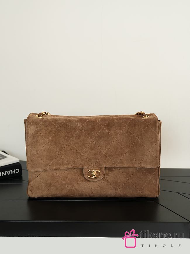 Chanel Maxi Flap Bag Suede Calfskin & Gold-Tone Metal Camel AS6233 - 38.5x26x11cm - 1