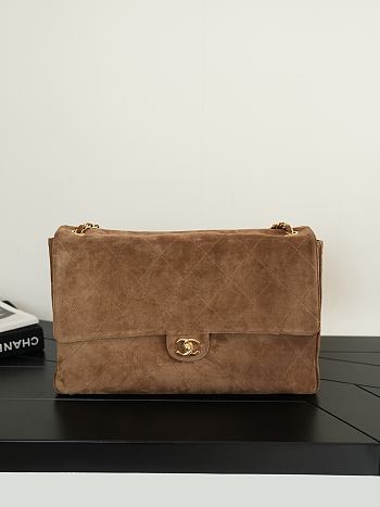 Chanel Maxi Flap Bag Suede Calfskin & Gold-Tone Metal Camel AS6233 - 38.5x26x11cm