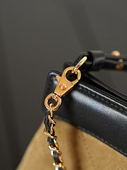 Clutch with Chain Suede Calfskin, Shiny Lambskin & Gold-Tone Metal Beige & Black - 23x13x7cm - 4