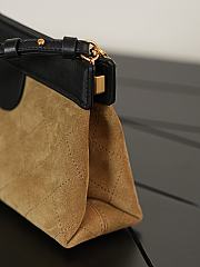 Clutch with Chain Suede Calfskin, Shiny Lambskin & Gold-Tone Metal Beige & Black - 23x13x7cm - 3