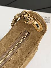 Chanel Small Hobo Bag Suede Calfskin & Gold-Tone Metal Dark Beige - 24x16x7cm - 5