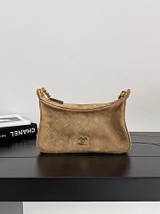 Chanel Small Hobo Bag Suede Calfskin & Gold-Tone Metal Dark Beige - 24x16x7cm - 2