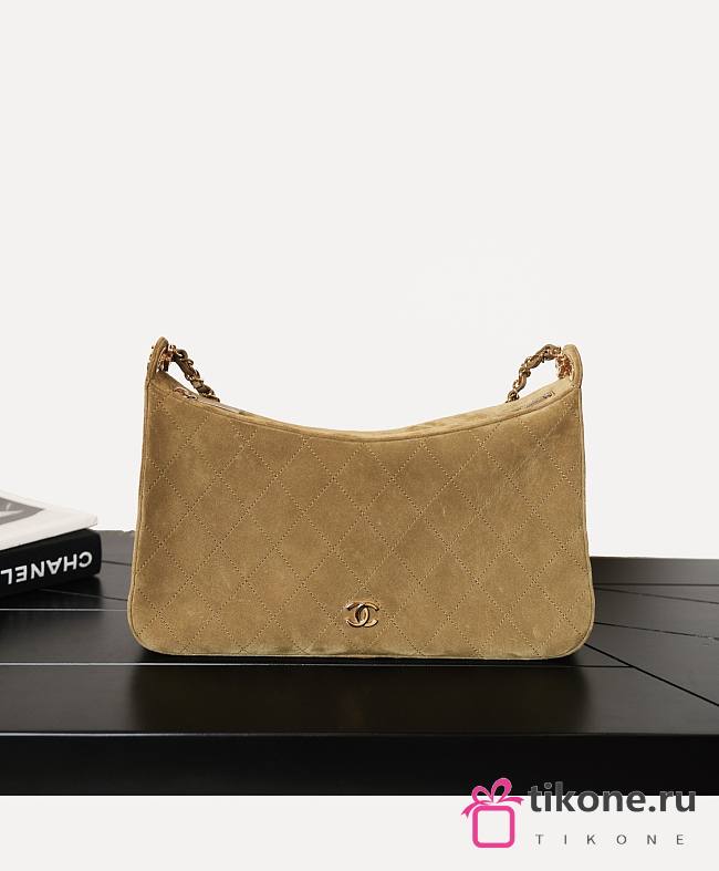 Chanel Large Hobo Bag Suede Calfskin & Gold-Tone Metal Dark Beige AS6547 - 41.5x28x8cm - 1