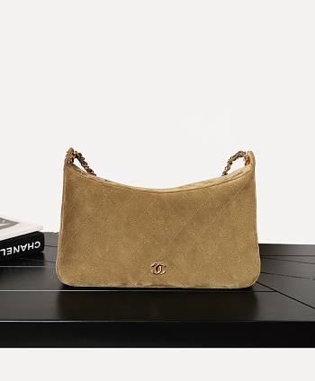 Chanel Large Hobo Bag Suede Calfskin & Gold-Tone Metal Dark Beige AS6547 - 41.5x28x8cm