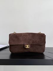Chanel Maxi Flapbag Suede Calfskin & Gold-Tone Metal Dark Brown AS6627 - 32x19.5x10cm - 1