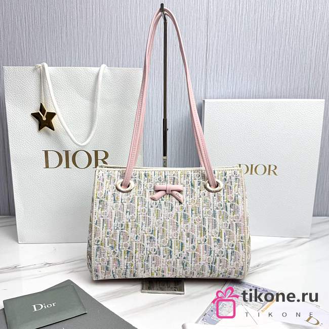 Small Dior Promenade Shopping Bag Multicolor Dior Oblique Pastel Jacquard - 27x20x12.5cm - 1