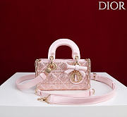 Dior Mini Lady D-Joy Bag Pale Pink Cannage Satin and Strass - 19x10.5x5.5cm - 1