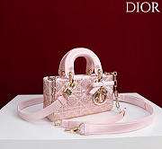 Dior Mini Lady D-Joy Bag Pale Pink Cannage Satin and Strass - 19x10.5x5.5cm - 4