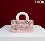 Dior Mini Lady D-Joy Bag Pale Pink Cannage Satin and Strass - 19x10.5x5.5cm - 3