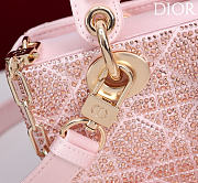 Dior Mini Lady D-Joy Bag Pale Pink Cannage Satin and Strass - 19x10.5x5.5cm - 2
