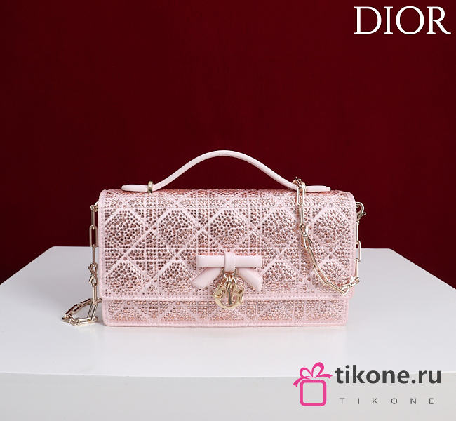 My Dior Mini Bag Pale Pink Cannage Satin and Strass - 21x11.5x4.5cm - 1