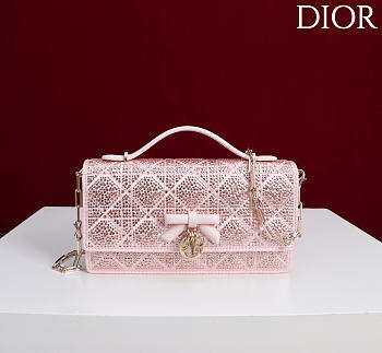 My Dior Mini Bag Pale Pink Cannage Satin and Strass - 21x11.5x4.5cm
