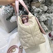 Small Dior Toujours Reversible Vertical Tote Bag Two-Tone Craie and Rose Tendre Macrocannage Supple Calfskin - 18.5x18.5x12cm - 5
