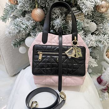 Small Dior Toujours Reversible Vertical Tote Bag Two-Tone Rose Tendre and  Black Macrocannage Supple Calfskin - 18.5x18.5x12cm