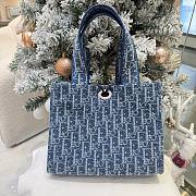 Dioriviera Small Spongy Book Tote Blue Spongy Dior Oblique Fabric - 25.5x21.5x17cm - 4