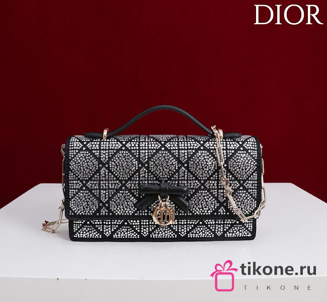 My Dior Mini Bag Black Cannage Satin and Strass - 21x11.5x4.5cm - 1