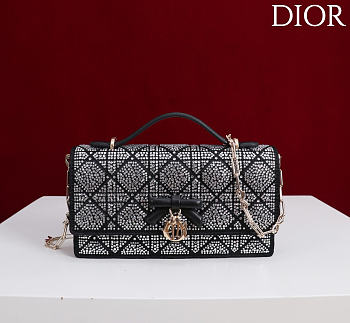 My Dior Mini Bag Black Cannage Satin and Strass - 21x11.5x4.5cm