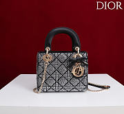 Mini Lady Dior Bag with Chain Black Cannage Satin and Strass - 18x15x7cm - 1