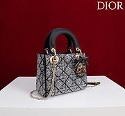 Mini Lady Dior Bag with Chain Black Cannage Satin and Strass - 18x15x7cm - 4