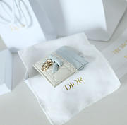 Lady Dior Freesia Card Holder Two-Tone Latte and Ice Blue Cannage Lambskin - 10.5x8x0.5cm - 4
