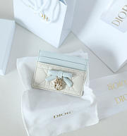 Lady Dior Freesia Card Holder Two-Tone Latte and Ice Blue Cannage Lambskin - 10.5x8x0.5cm - 2