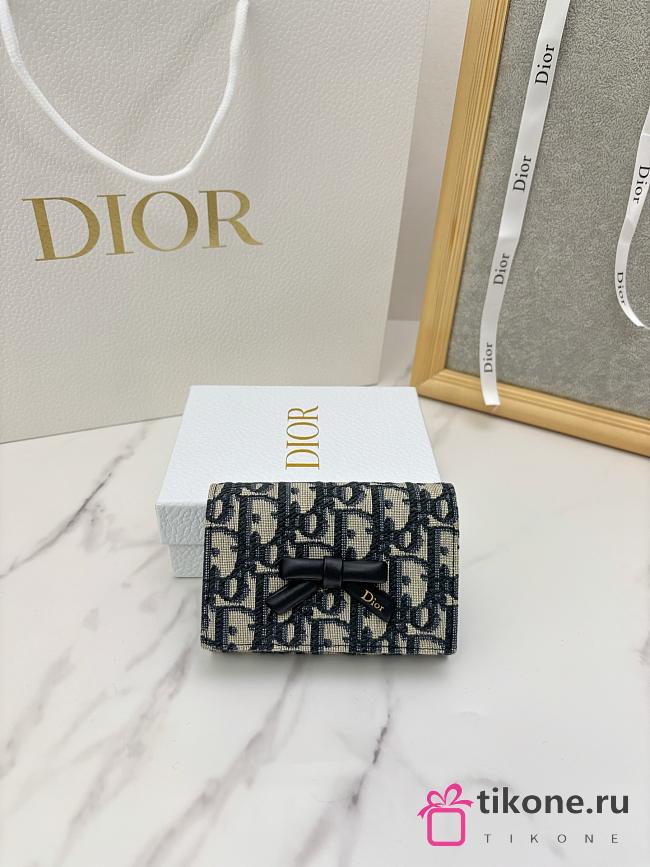 Dior Promenade Glycine Wallet Blue Dior Oblique Jacquard - 11x7.5x3cm - 1