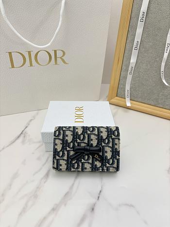 Dior Promenade Glycine Wallet Blue Dior Oblique Jacquard - 11x7.5x3cm