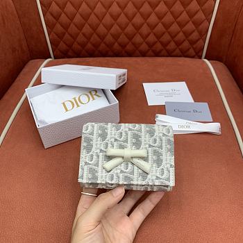 Dior Promenade Glycine Wallet Latte and Gray Dior Oblique Jacquard - 11x7.5x3cm