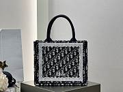 Small Dior Book Tote with Strap Blue Dior Oblique Embroidery and White Lace - 26.5x22x14cm - 1