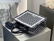 Medium Dior Book Tote with Strap Blue Dior Oblique Embroidery and White Lace - 36x27.5x16.5cm - 4