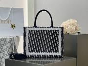 Medium Dior Book Tote with Strap Blue Dior Oblique Embroidery and White Lace - 36x27.5x16.5cm - 3