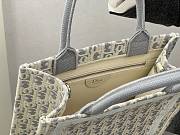 Small Dior Book Tote with Strap Latte and Gray Dior Oblique Embroidery and White Lace - 26.5x22x14cm - 6