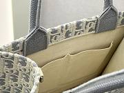 Small Dior Book Tote with Strap Latte and Gray Dior Oblique Embroidery and White Lace - 26.5x22x14cm - 4