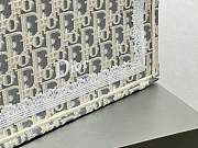 Small Dior Book Tote with Strap Latte and Gray Dior Oblique Embroidery and White Lace - 26.5x22x14cm - 3