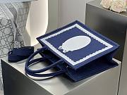 Medium Dior Book Tote with Strap Blue Dior Oblique Embroidery with White Lace and Dior Medaillon - 36x27.5x16.5cm - 5